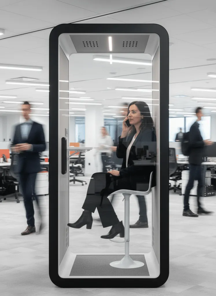 office phone booth guide, sales call pods in office