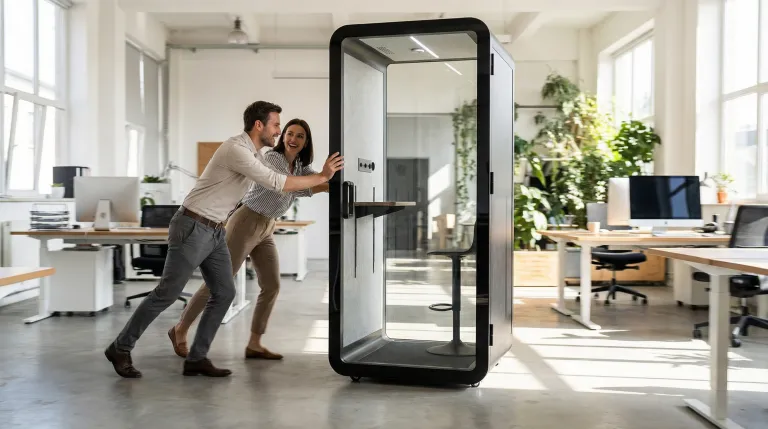 Portable office phone booth in a flexible workplace