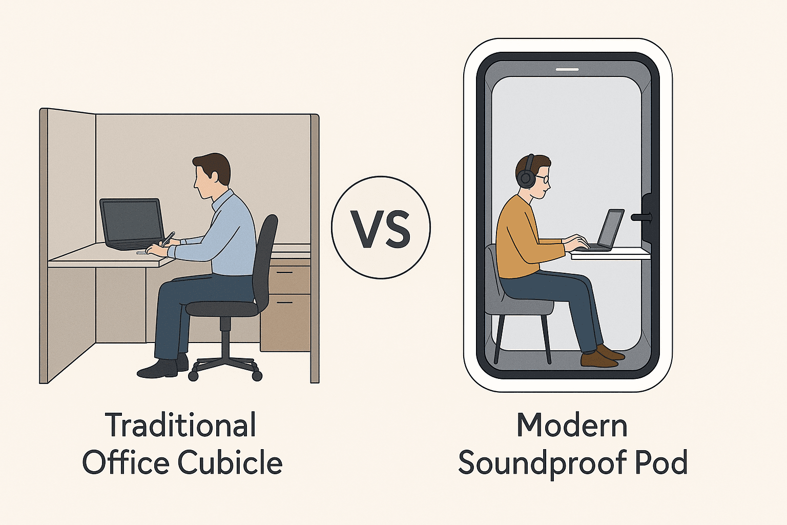 Soundproof Cubicle VS Soundproof Pod - B&H Ergonomics