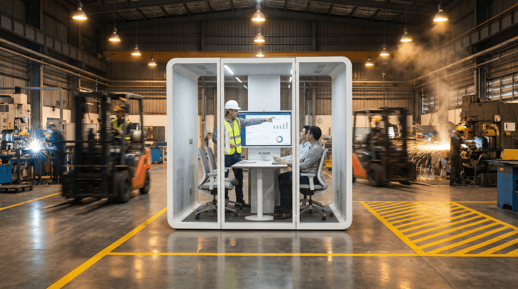 Cabine de contrôle du bruit industriel, module de bureau pour entrepôt