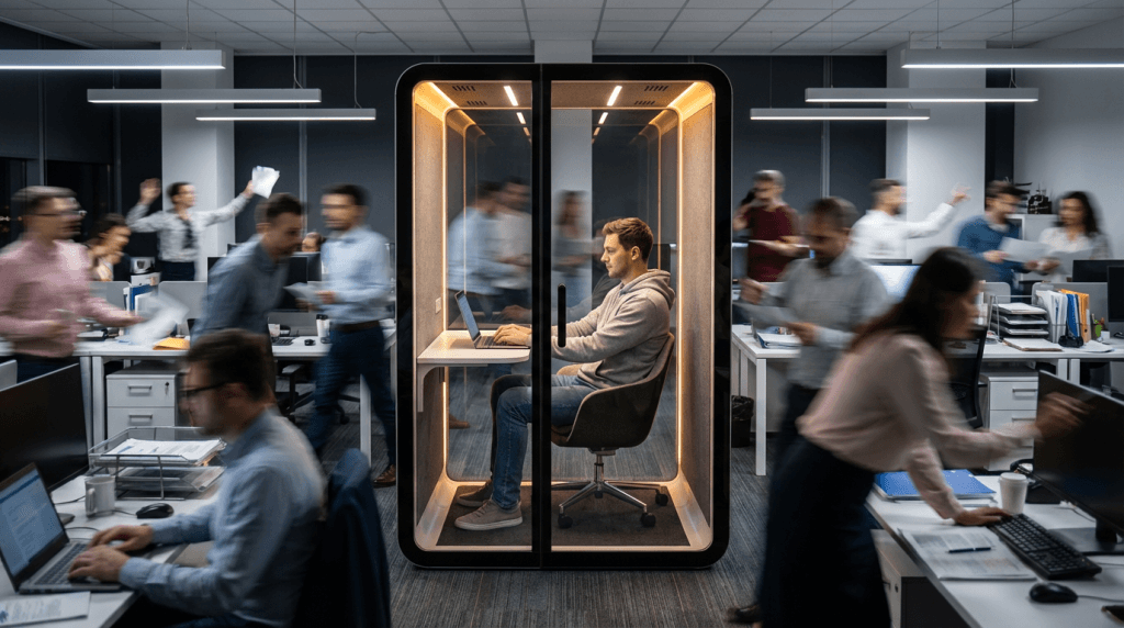diepe focusruimte in het openingskantoor