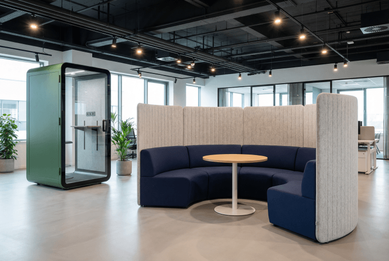privacy-booth-workplace-distractions, acoustic zoning layout