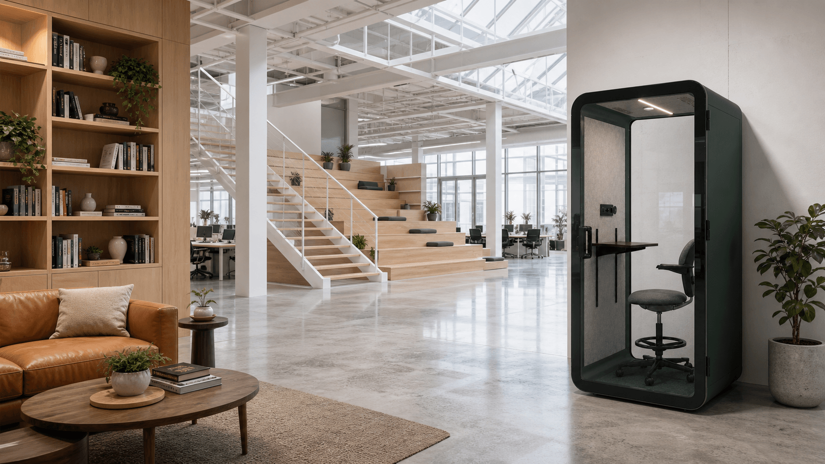 B&H office pod installed in a modern workplace